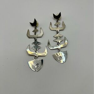 Vintage 1980’s 925 Sterling Silver Fish Skeleton Earrings